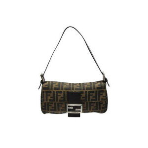 FENDI Mamma Bucket Hobo Shoulder bag Zucca canvas leather brown